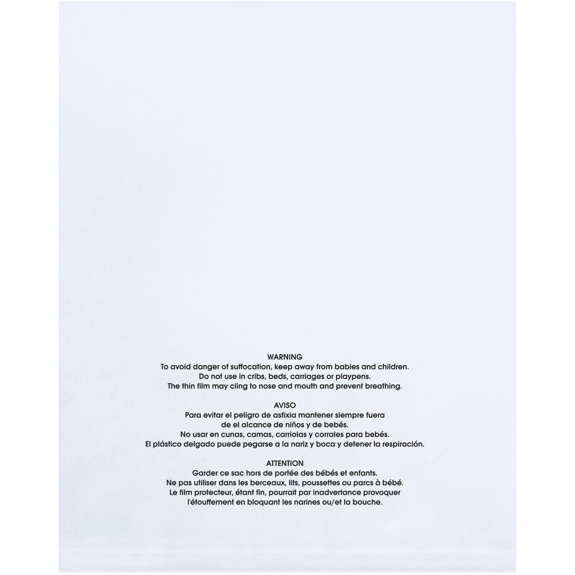 12 x 15" - 1 Mil Flat Suffocation Warning Poly Bags