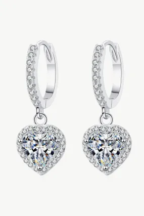 2 Carat Moissanite Heart-Shaped Drop Earrings