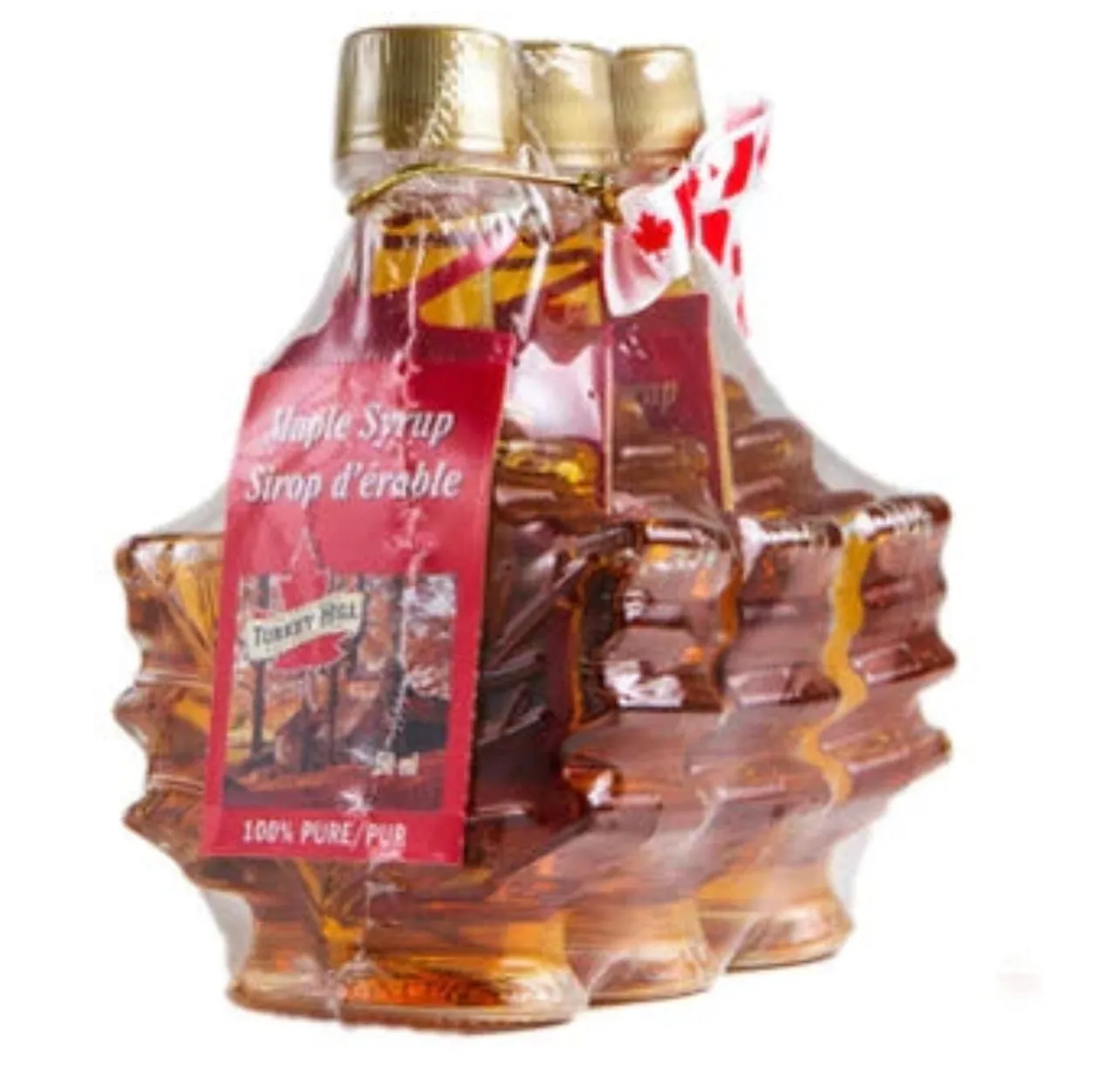 3 X  50 Ml Canadian Maple syrup Maple Leaf Shaped Bottles