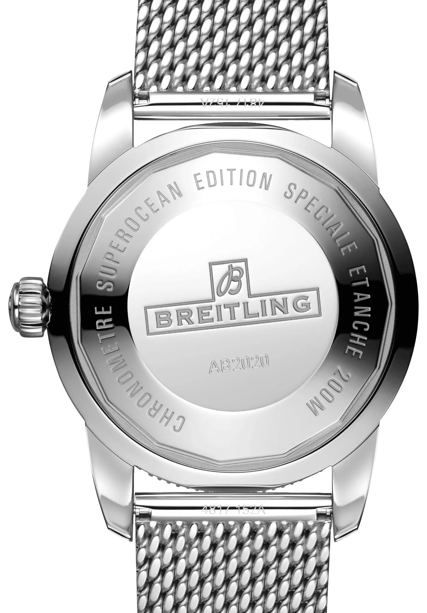 Breitling Superocean Heritage Automatic Chronometer Stainless Steel Mesh Blue Dial Date Divers Mens Watch Special Edition AB2020161C1A1