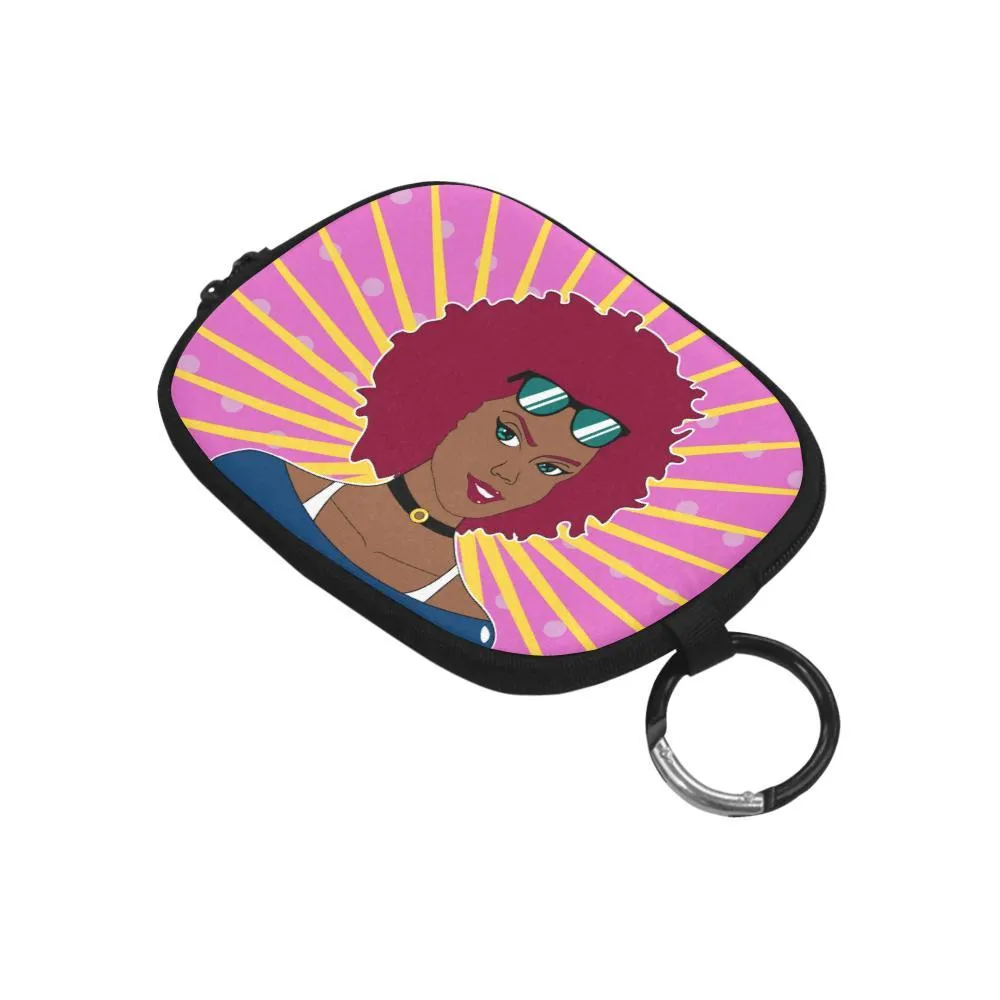 Burgundy Afro Starburst Diva Coin Purse