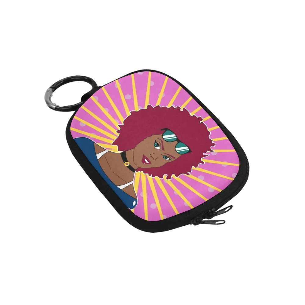 Burgundy Afro Starburst Diva Coin Purse
