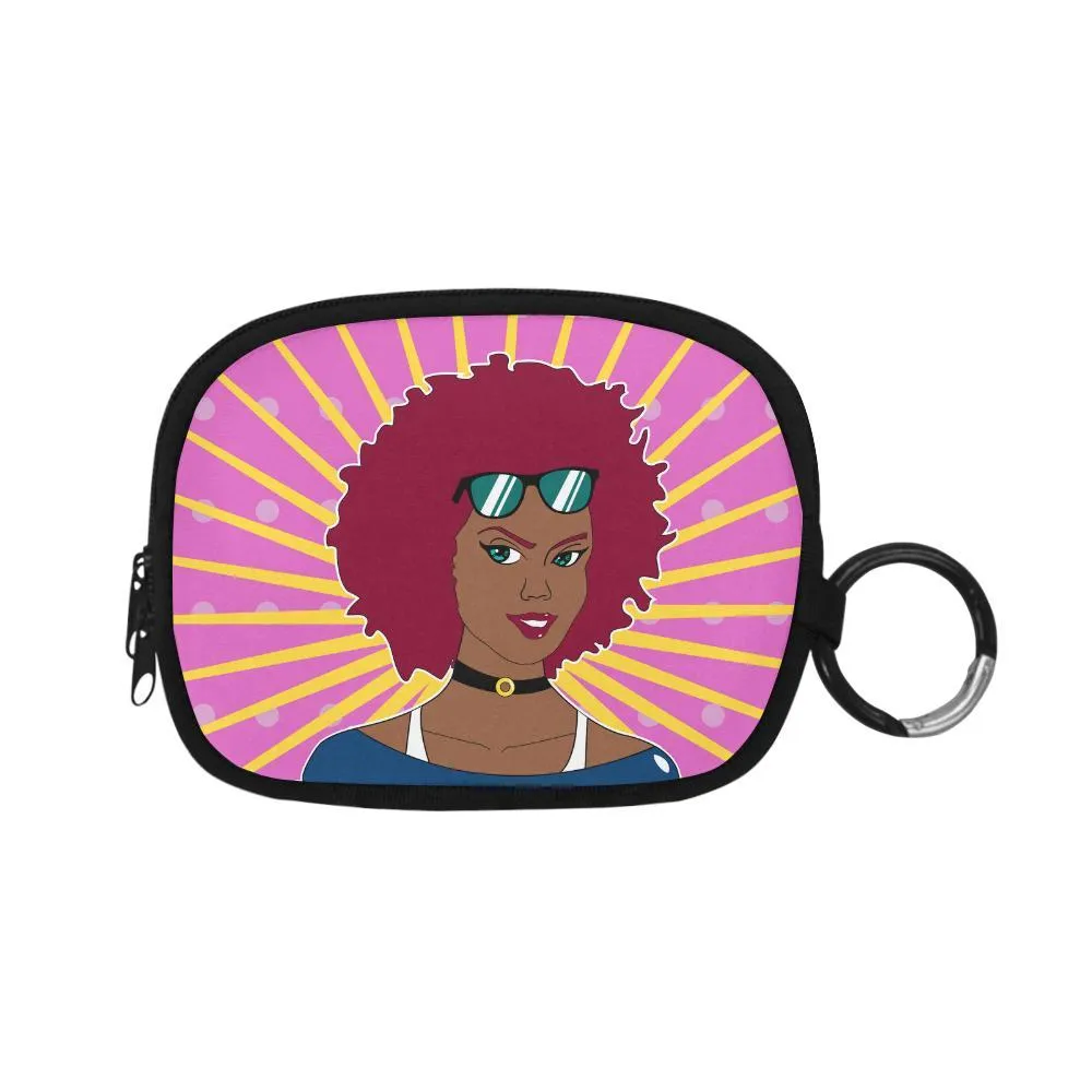 Burgundy Afro Starburst Diva Coin Purse