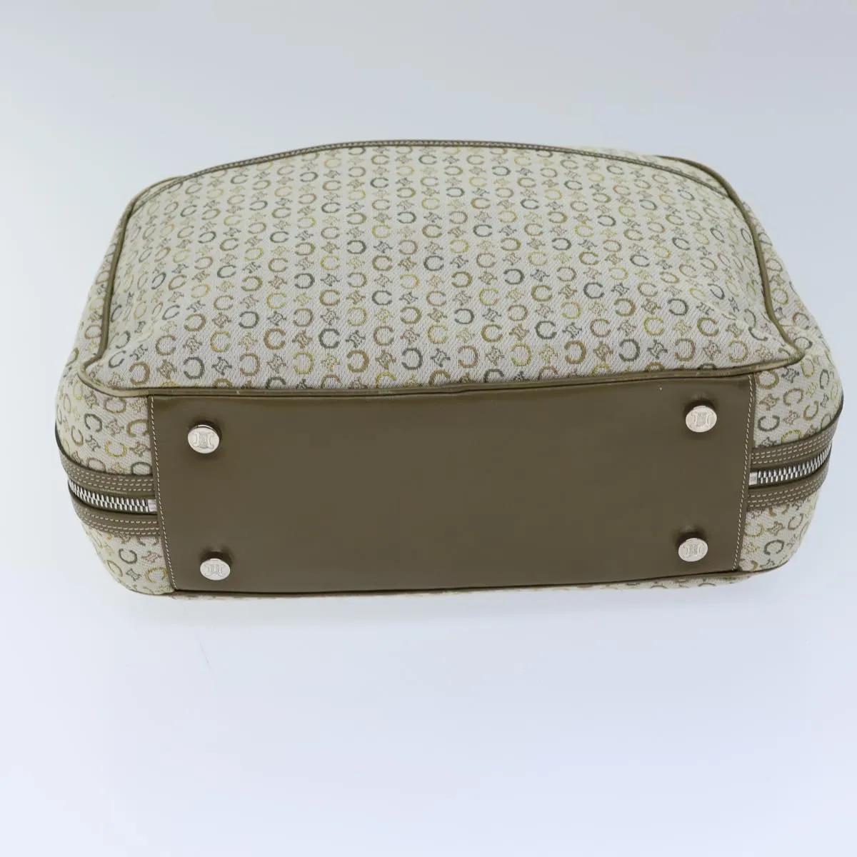 CELINE C Macadam Canvas Hand Bag Khaki Auth 72182