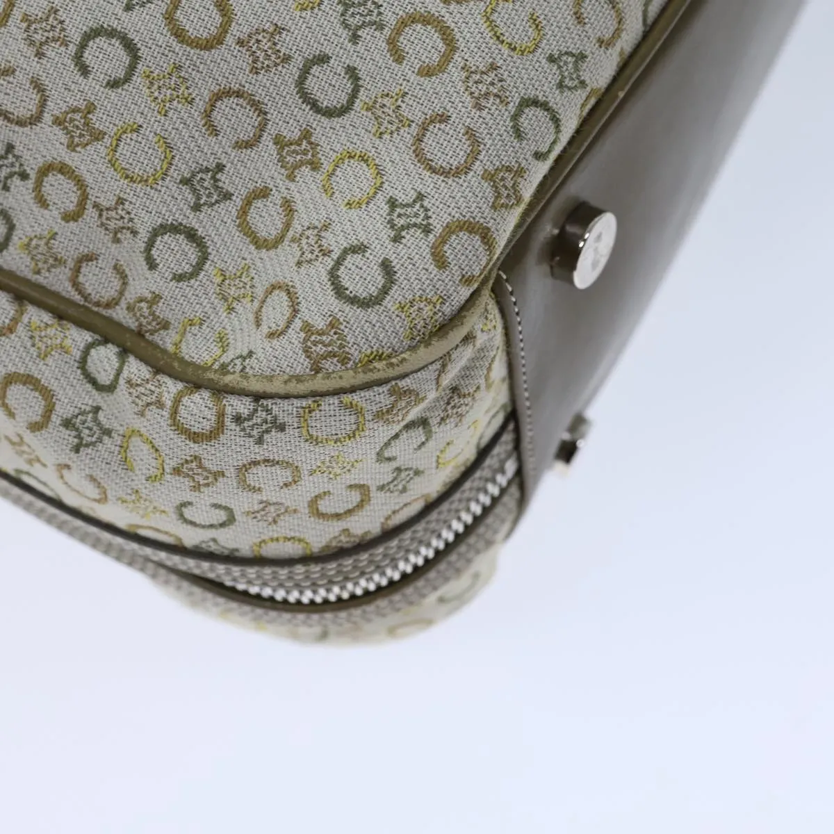 CELINE C Macadam Canvas Hand Bag Khaki Auth 72182