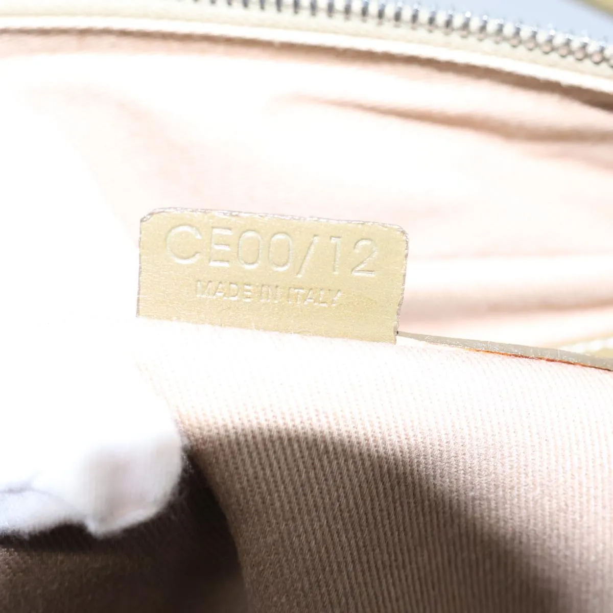CELINE C Macadam Canvas Hand Bag Khaki Auth 72182