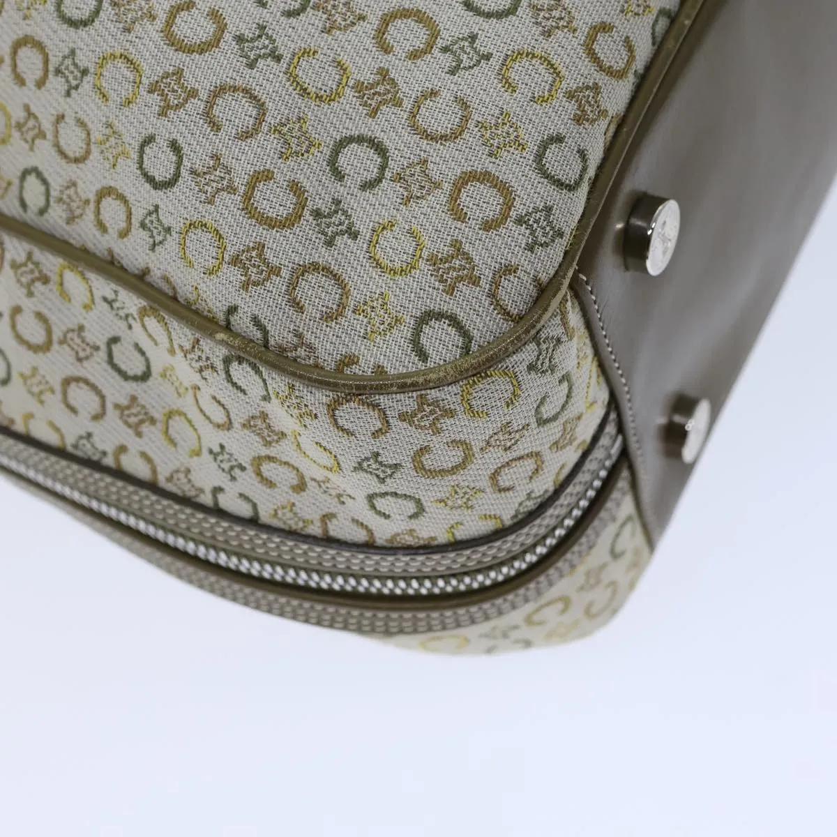 CELINE C Macadam Canvas Hand Bag Khaki Auth 72182