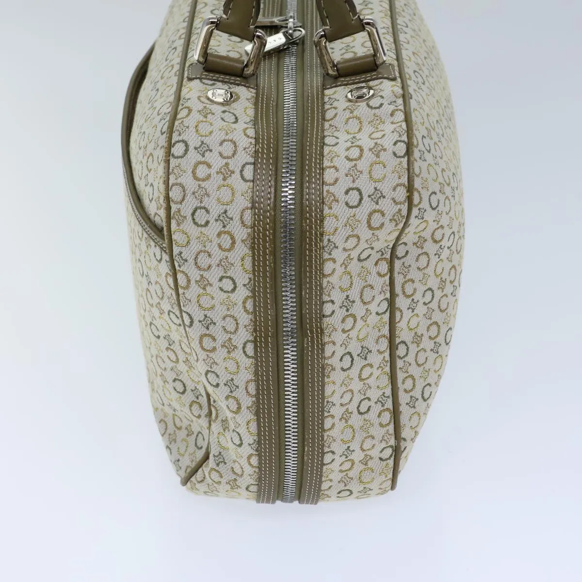 CELINE C Macadam Canvas Hand Bag Khaki Auth 72182