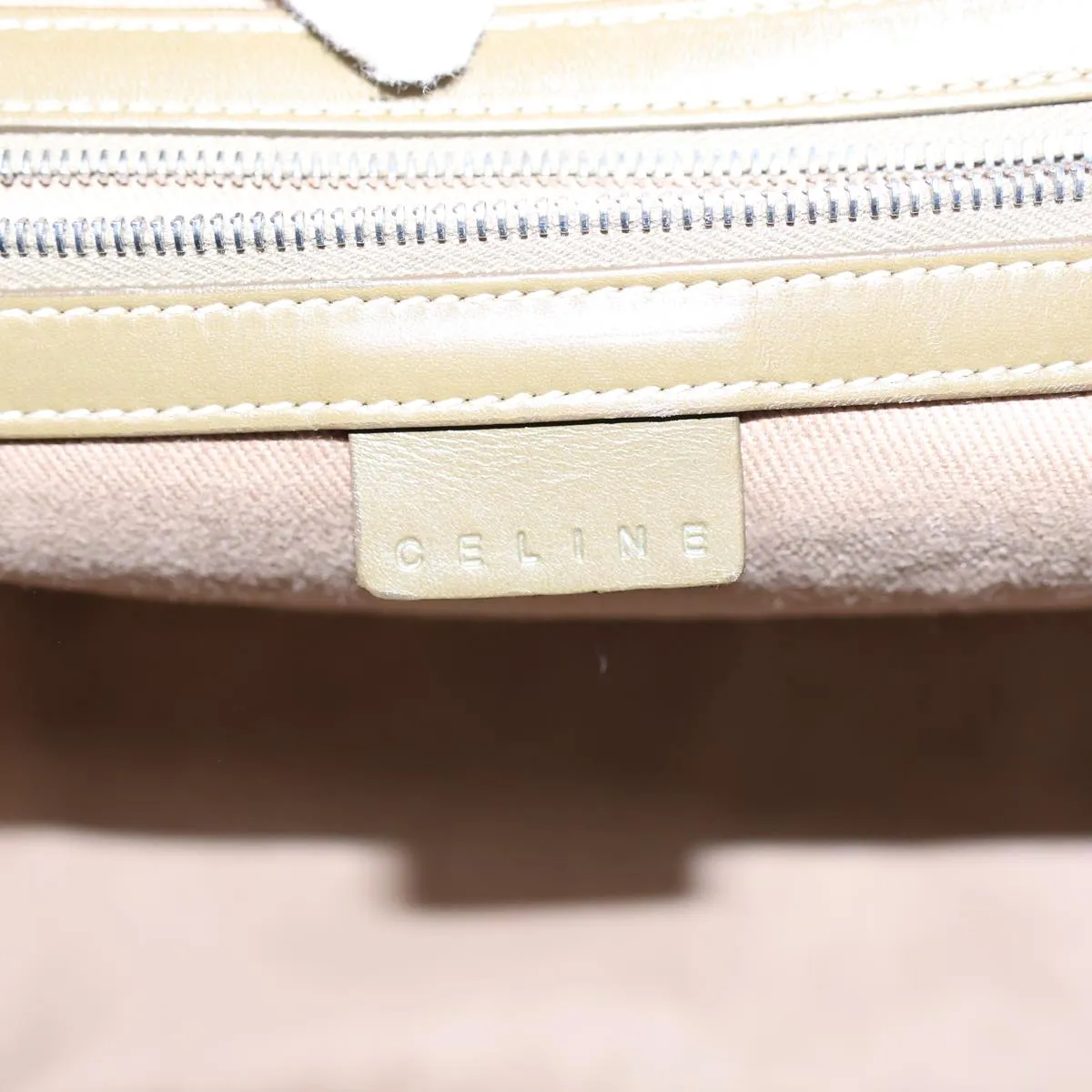 CELINE C Macadam Canvas Hand Bag Khaki Auth 72182