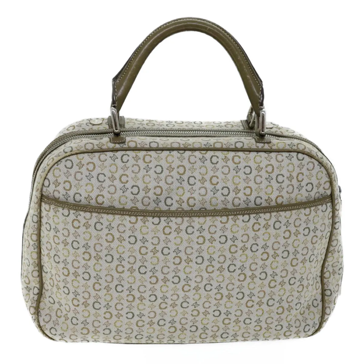 CELINE C Macadam Canvas Hand Bag Khaki Auth 72182
