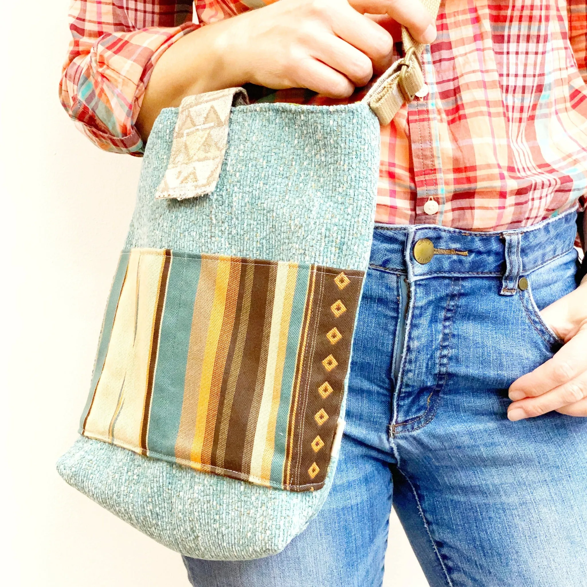 Crossbody Purse, One of a Kind Bag, Upholstery Upcycled Bag, Tote Bag, Medium Size Purse