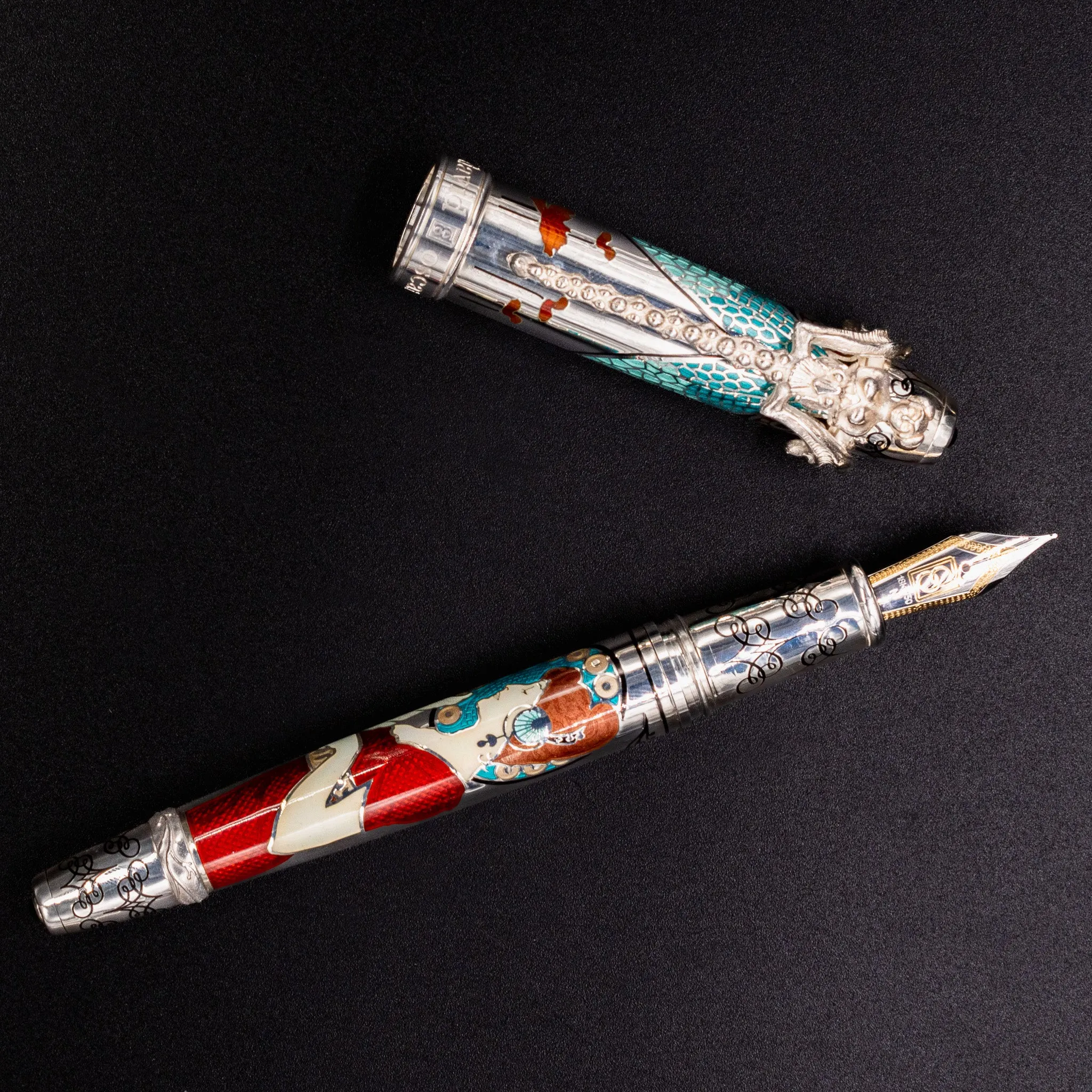 David Oscarson 25th Anniversary Art Nouveau Fountain Pen - Ruby Red