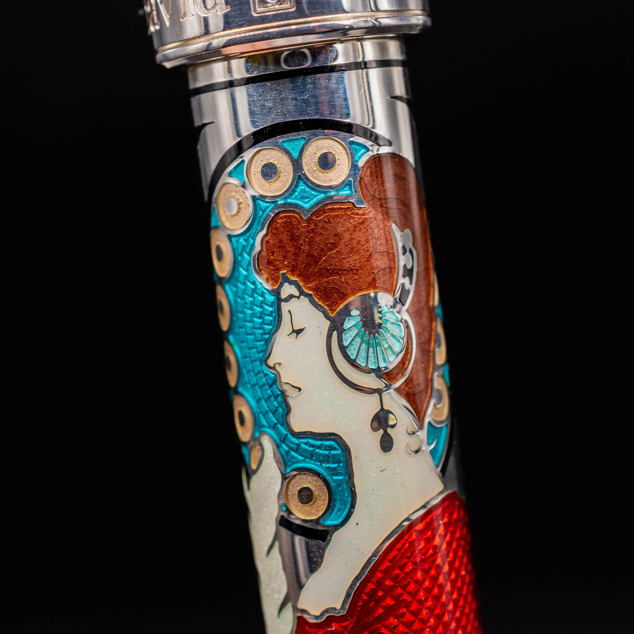 David Oscarson 25th Anniversary Art Nouveau Fountain Pen - Ruby Red