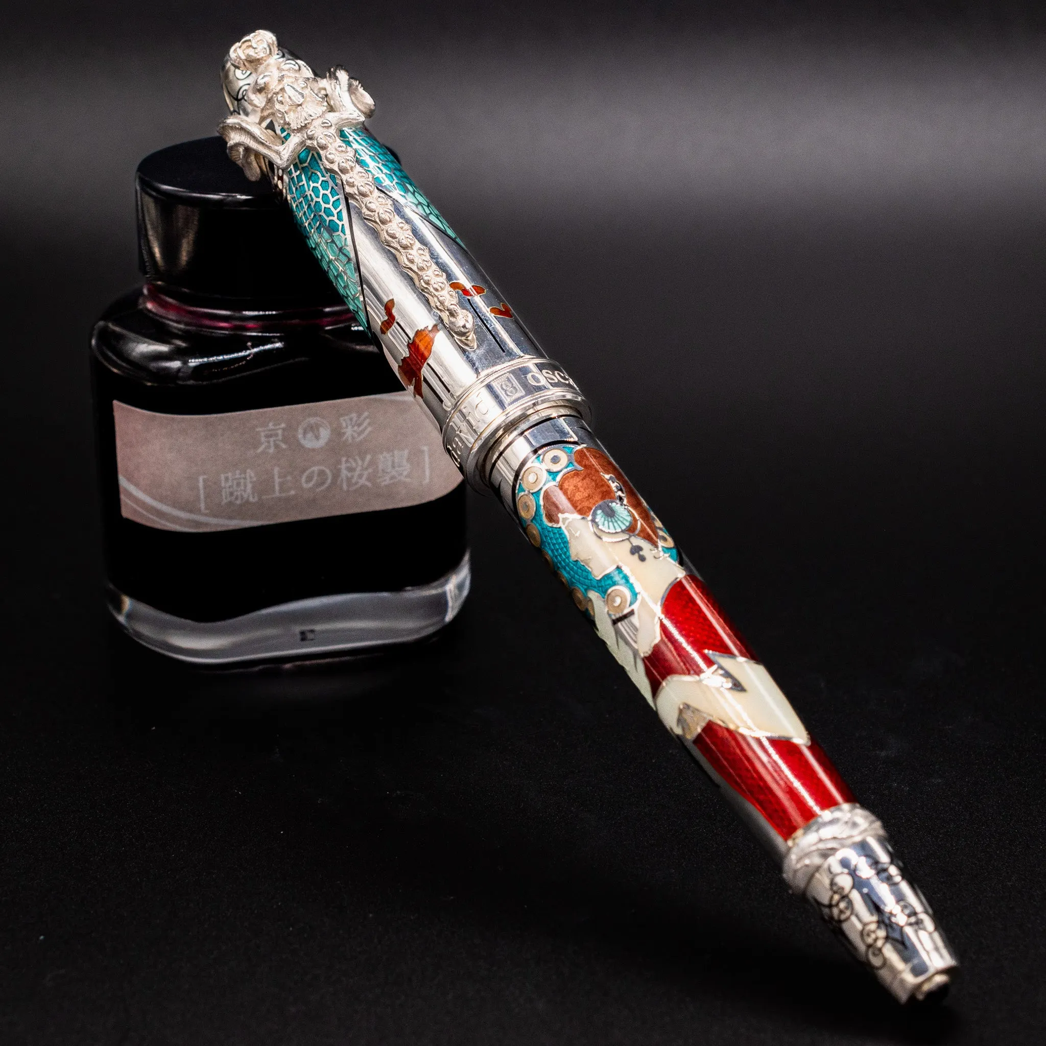David Oscarson 25th Anniversary Art Nouveau Fountain Pen - Ruby Red