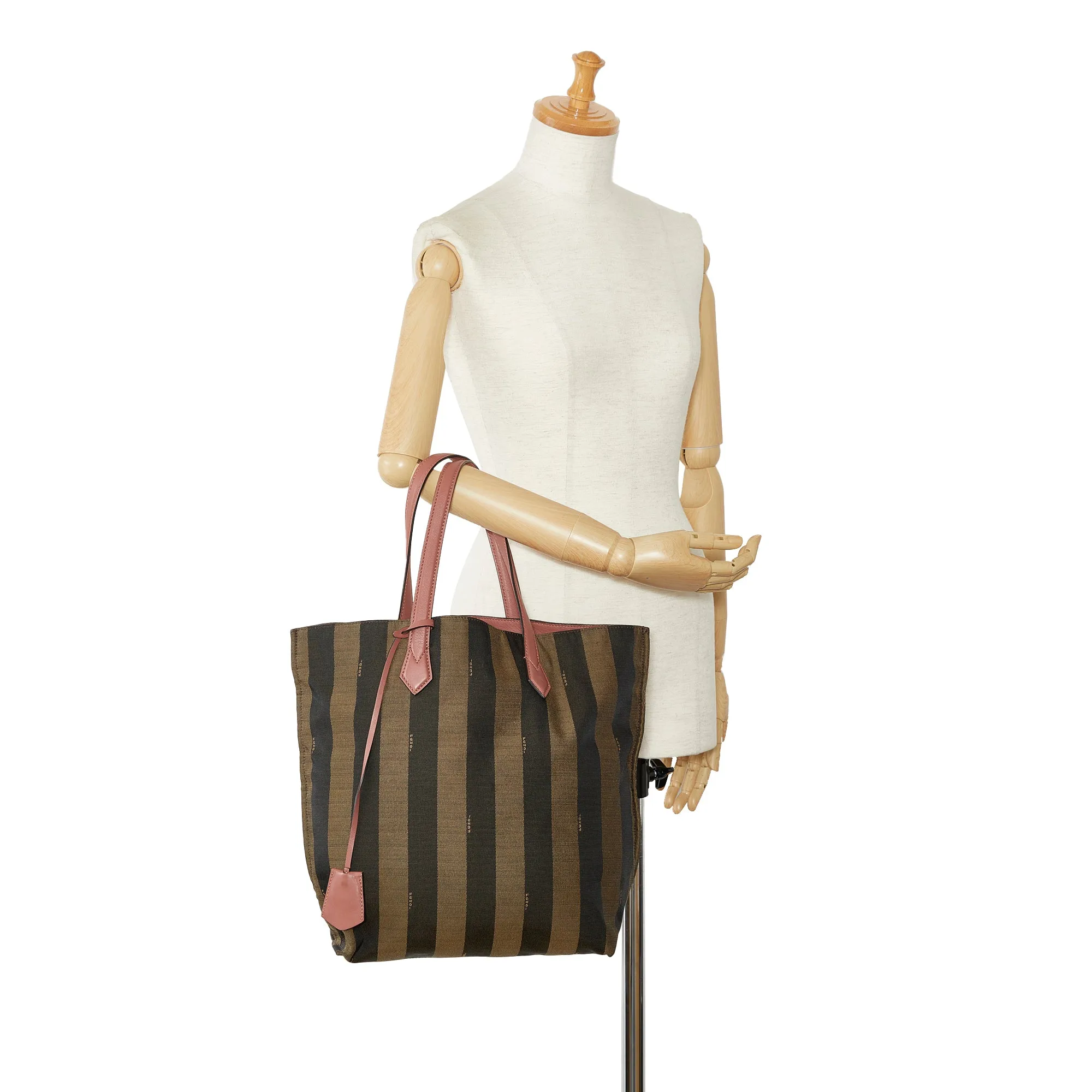 FENDI Pequin Canvas Tote Bag