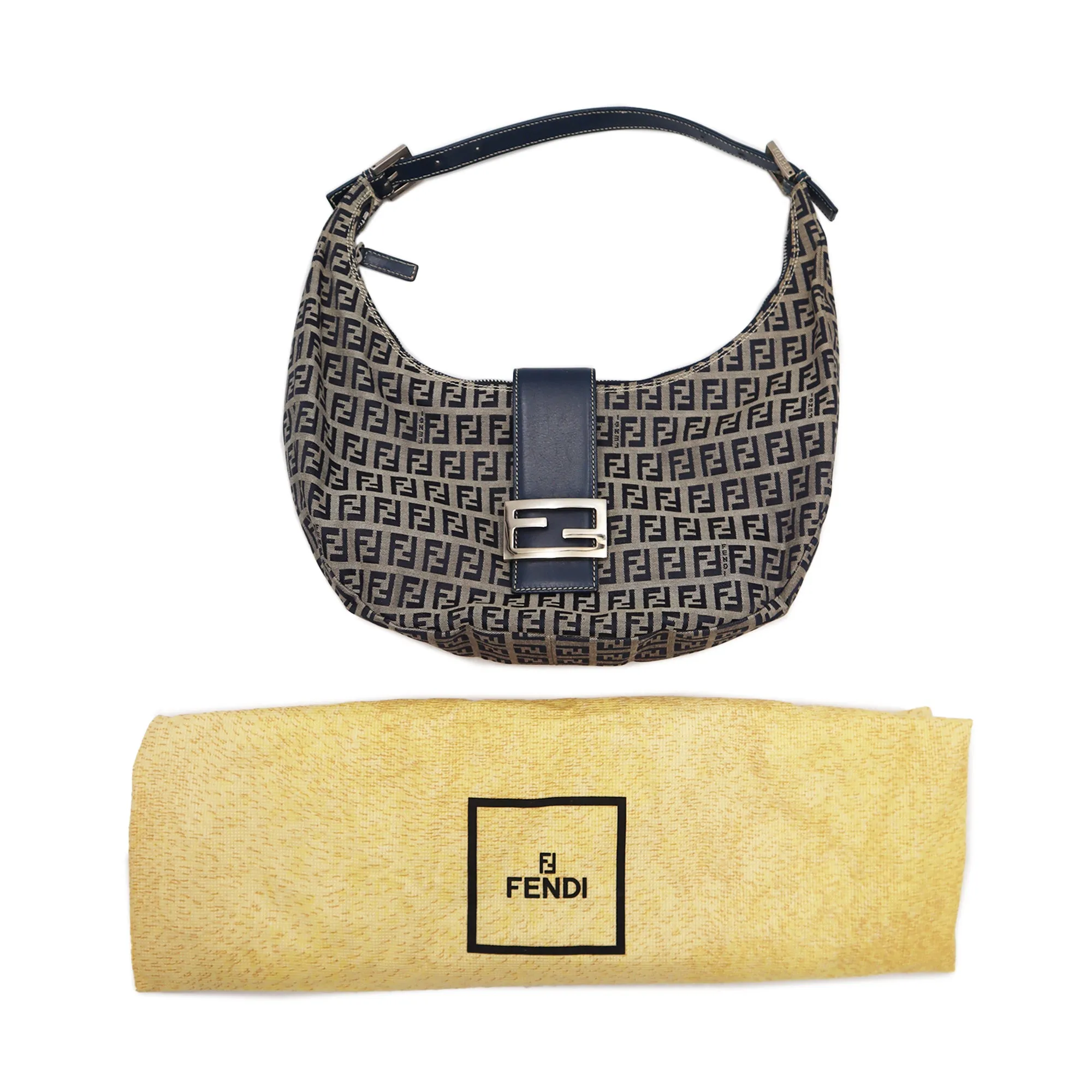 Fendi Zucchino Canvas Croissant Shoulder Bag