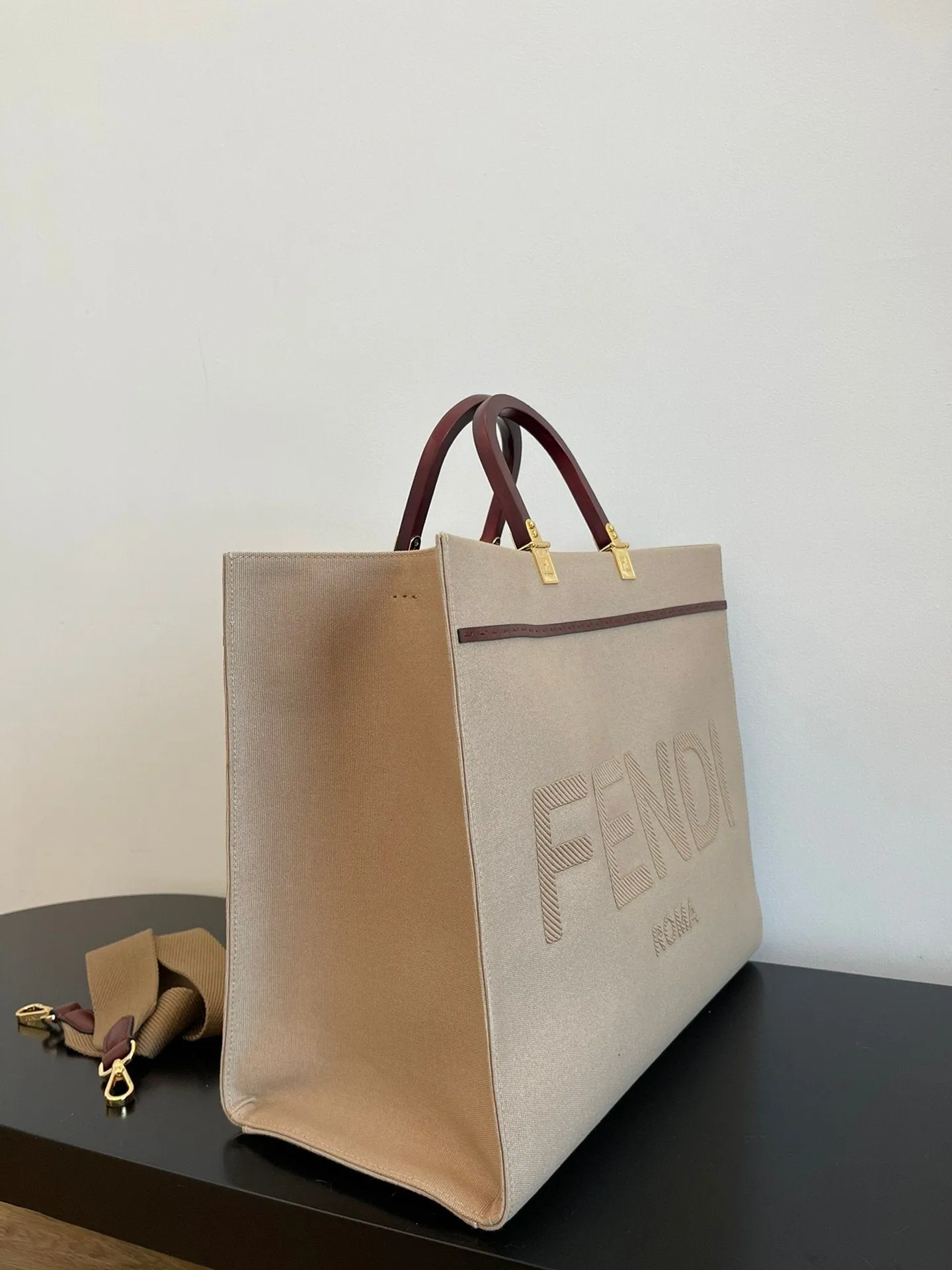 FI Sunshine Large Tote Bag Beige For Women, Women&#8217;s Handbags, Shoulder Bags 15.7in/40cm FF 8BH372