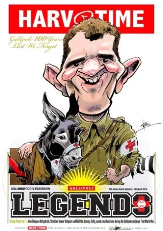 Gallipoli Stretcher Bearer John Simpson Kirkpatrick & Duffy the Donkey, Harv Time Poster