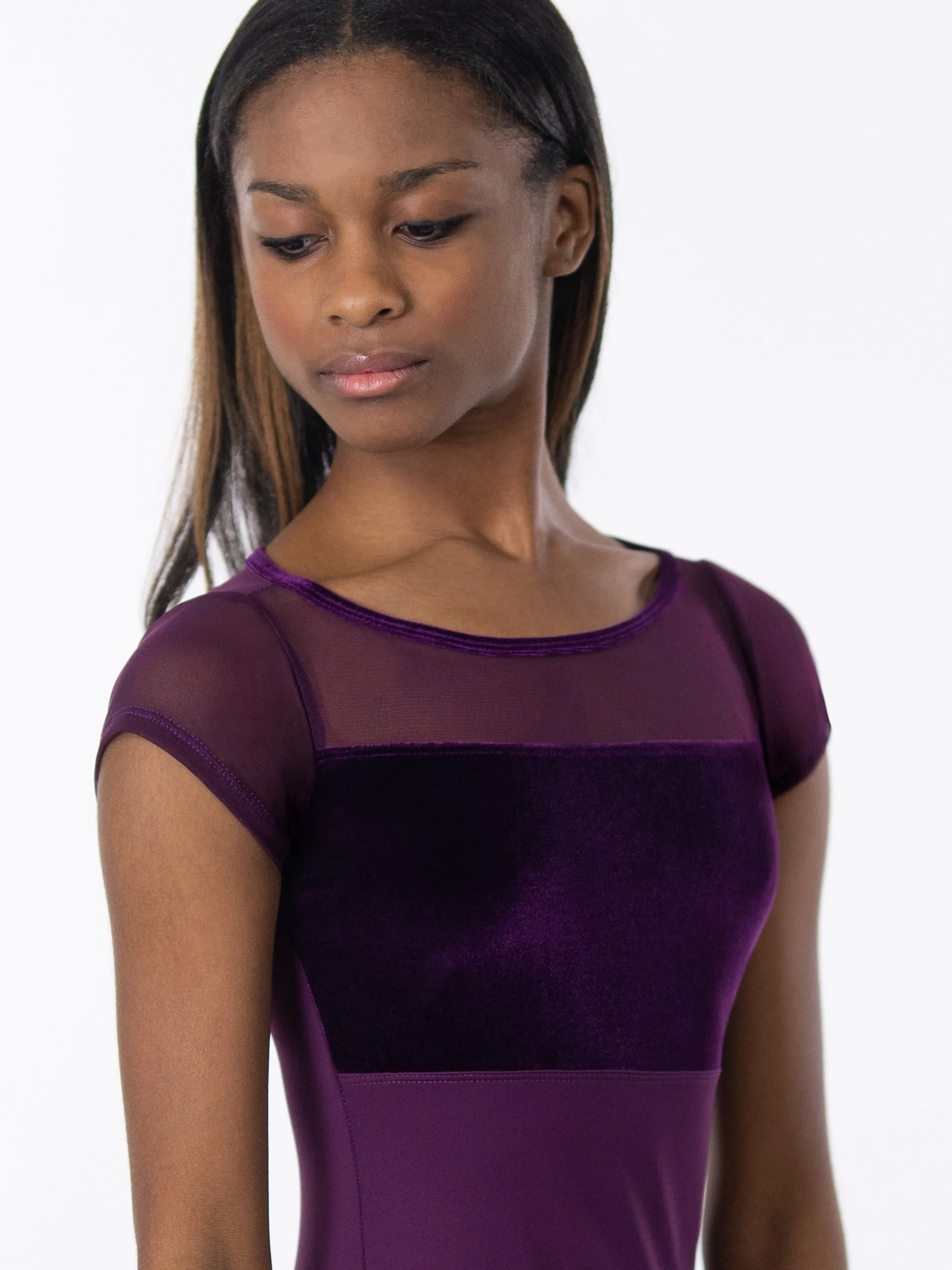 Gemstone Velvet Cap Sleeve Leotard