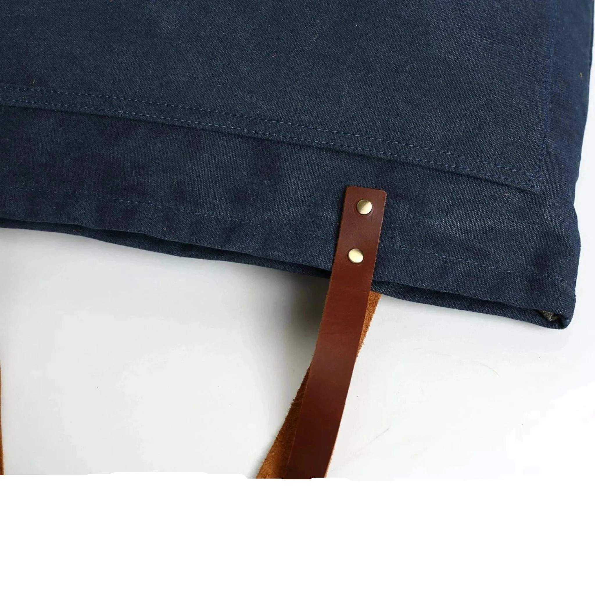 Handmade Canvas Tote Bag with Leather Handle