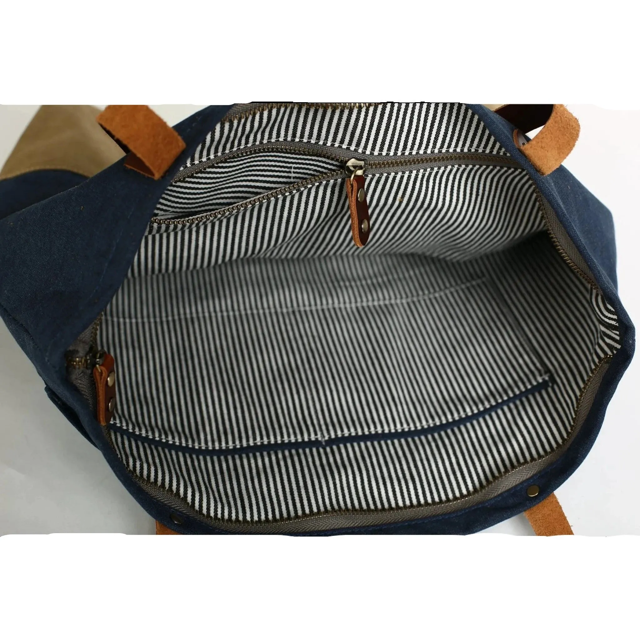 Handmade Canvas Tote Bag with Leather Handle