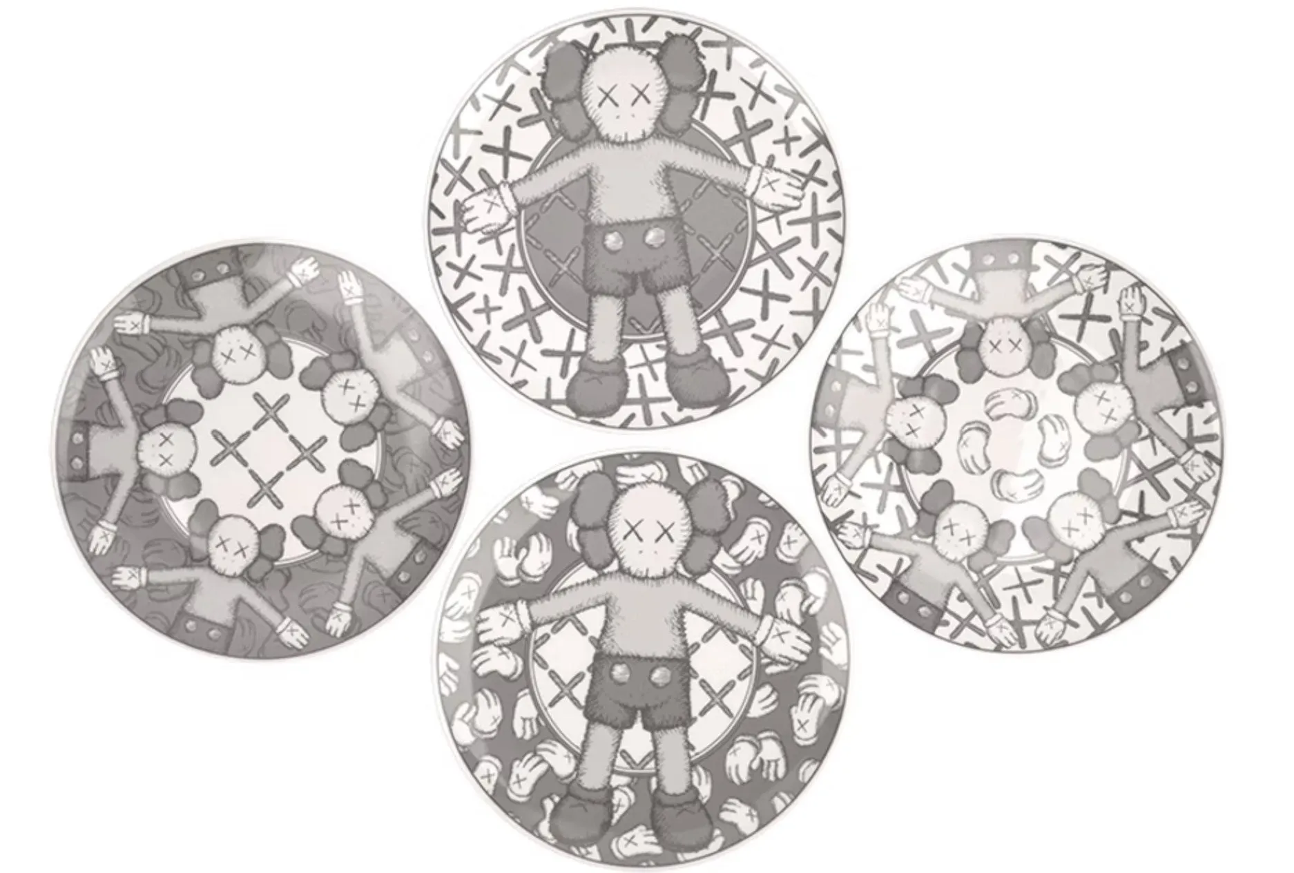 Kaws x NGV Ceramic Plate Set- Gray/White by Kaws- Brian Donnelly