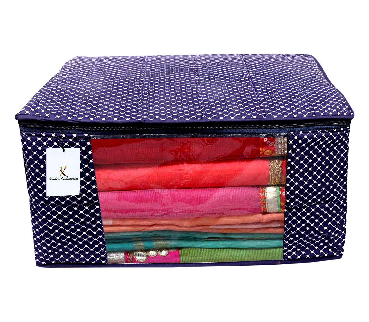 Kuber Industries Hathkadi 9 Piece Cotton Saree Cover, Blue