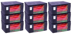 Kuber Industries Hathkadi 9 Piece Cotton Saree Cover, Blue