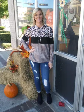 Leopard On Taupe Hoodie