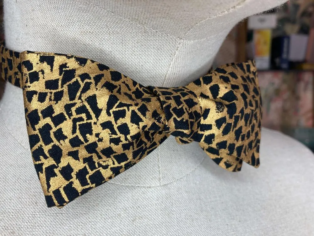Metallic Gold & Black Bow Tie