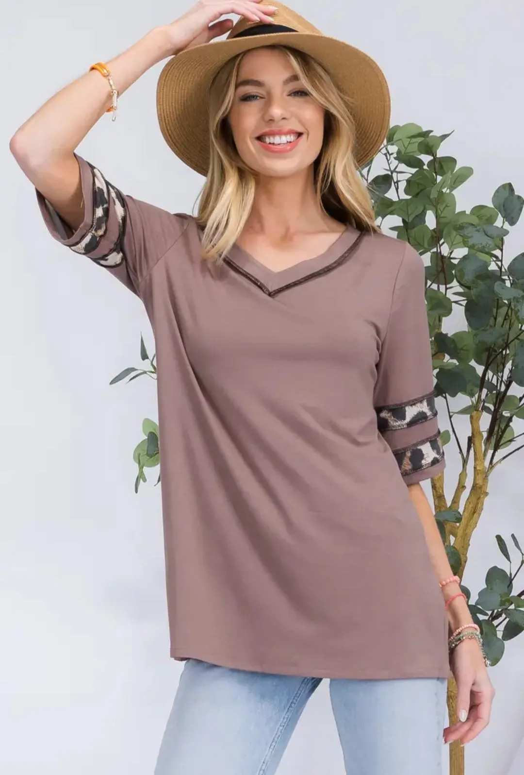 Mocha Top w/Leopard Trim - #7050-7056