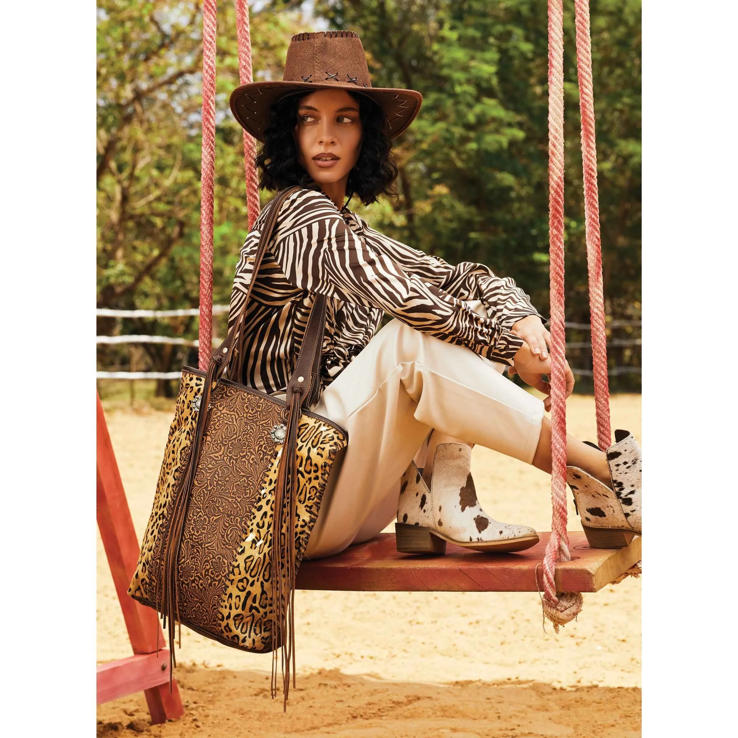 Myra Golden Stud Leather Bag