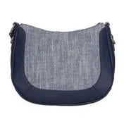 Navy Canvas Trim Scoop Cross Body Bag