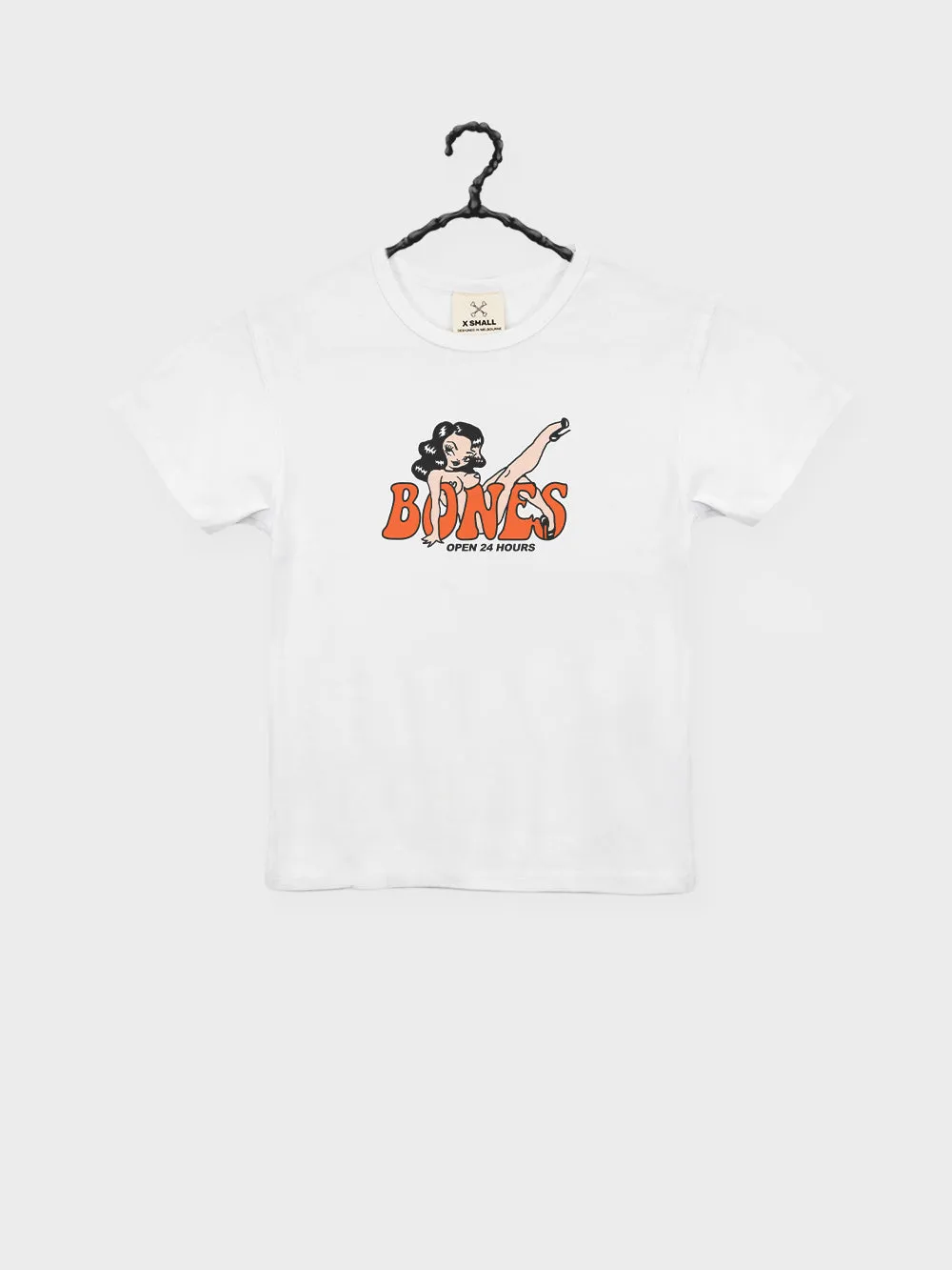 Open 24 Hours Baby Tee - Vintage White