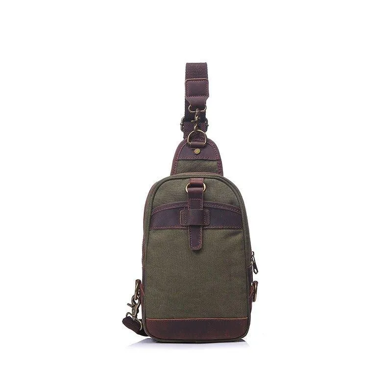 Outdoor Sling Bag With Crazy Horse Leather