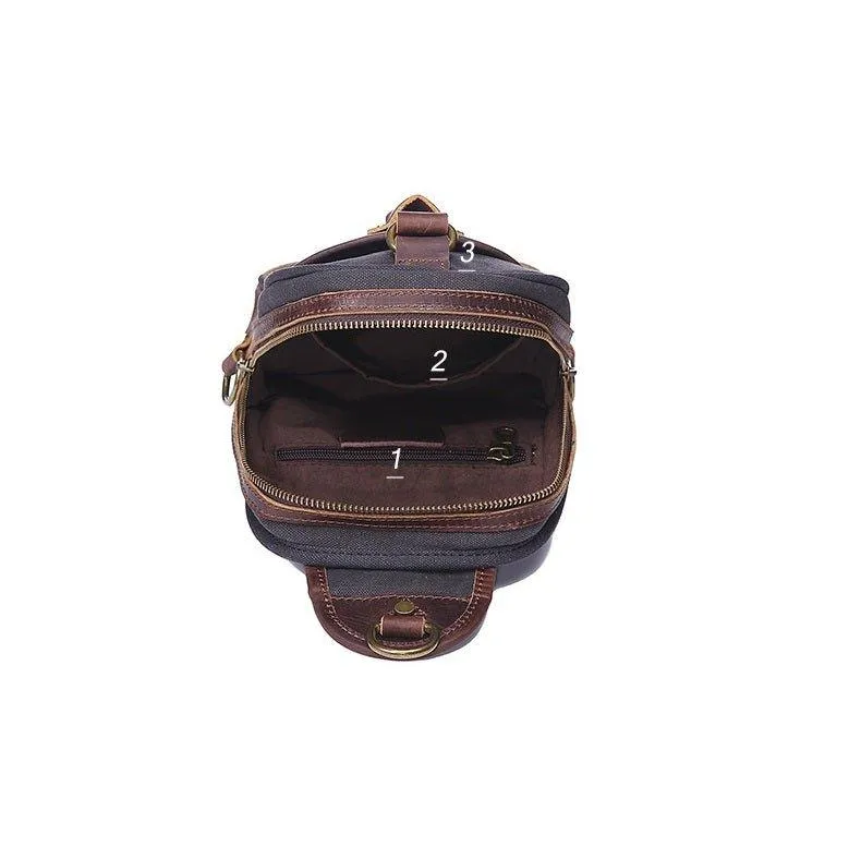 Outdoor Sling Bag With Crazy Horse Leather
