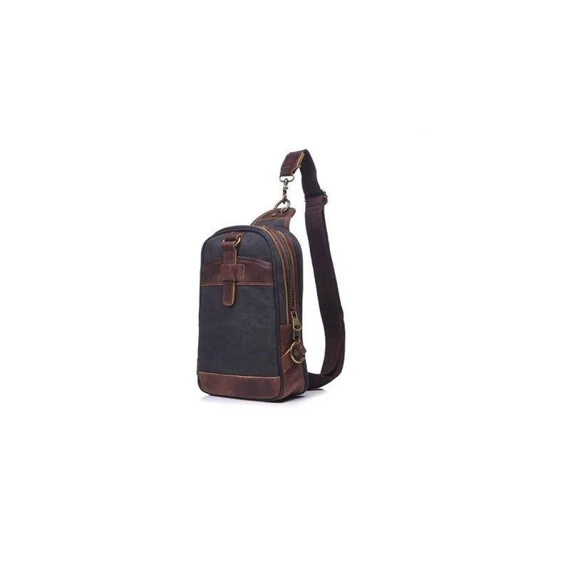 Outdoor Sling Bag With Crazy Horse Leather