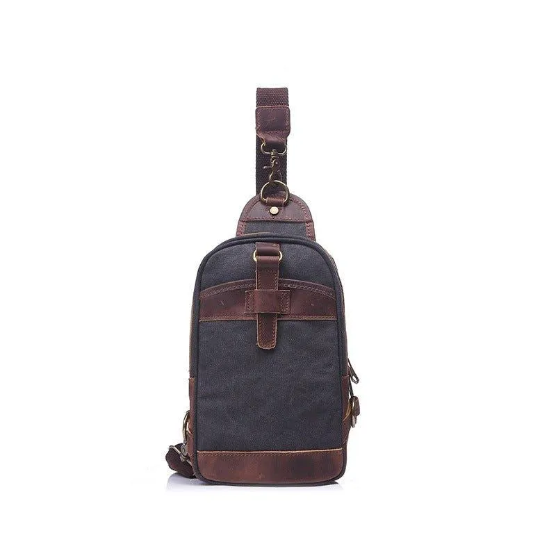Outdoor Sling Bag With Crazy Horse Leather