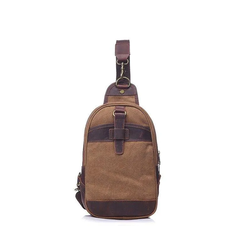 Outdoor Sling Bag With Crazy Horse Leather