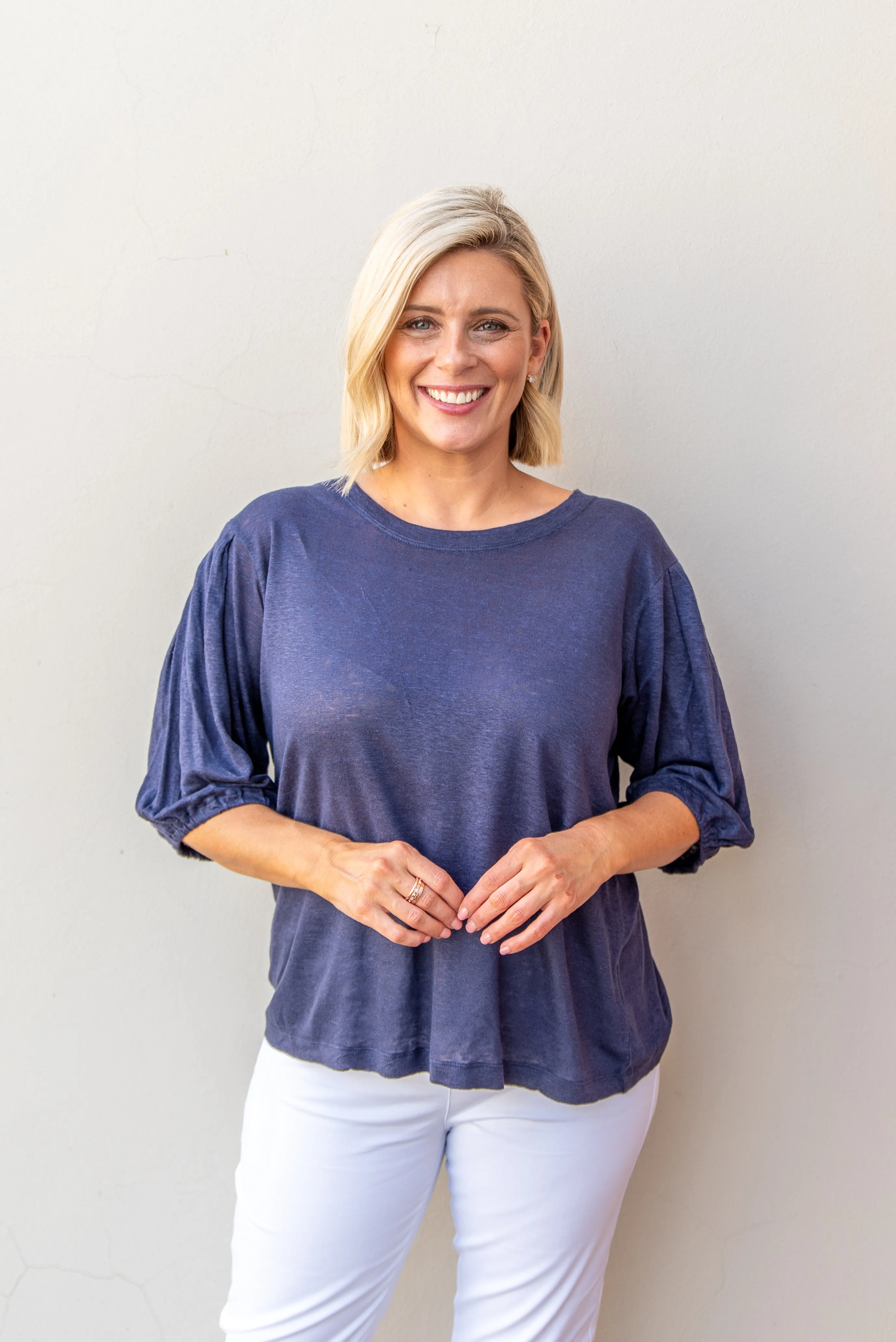 Puffy Sleeve Tee Navy