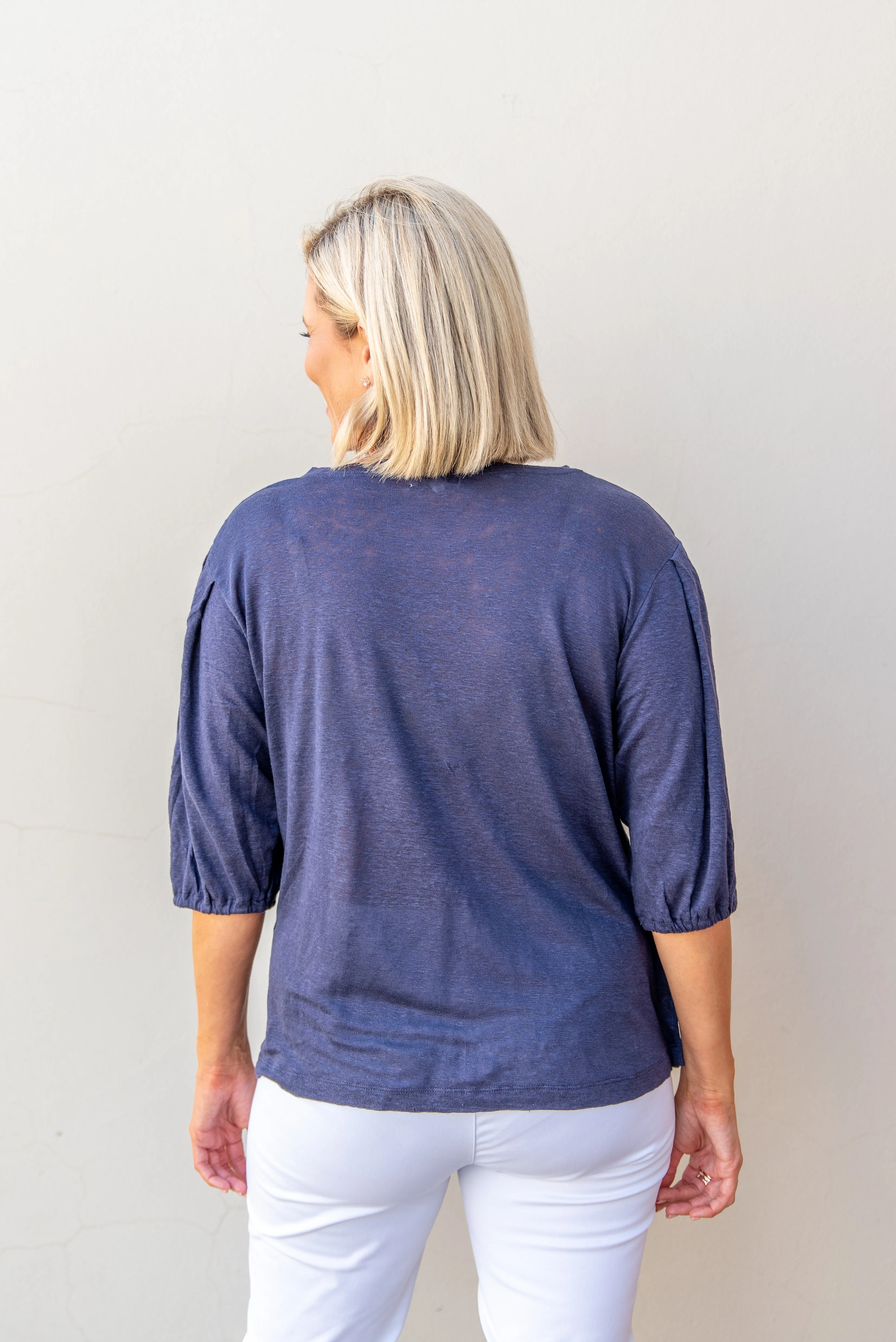 Puffy Sleeve Tee Navy