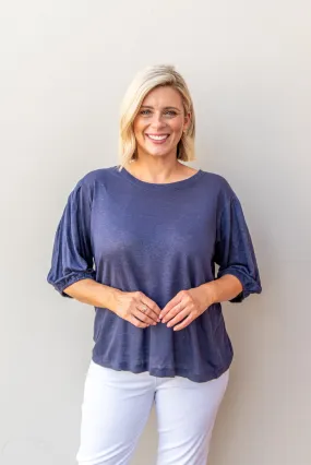 Puffy Sleeve Tee Navy
