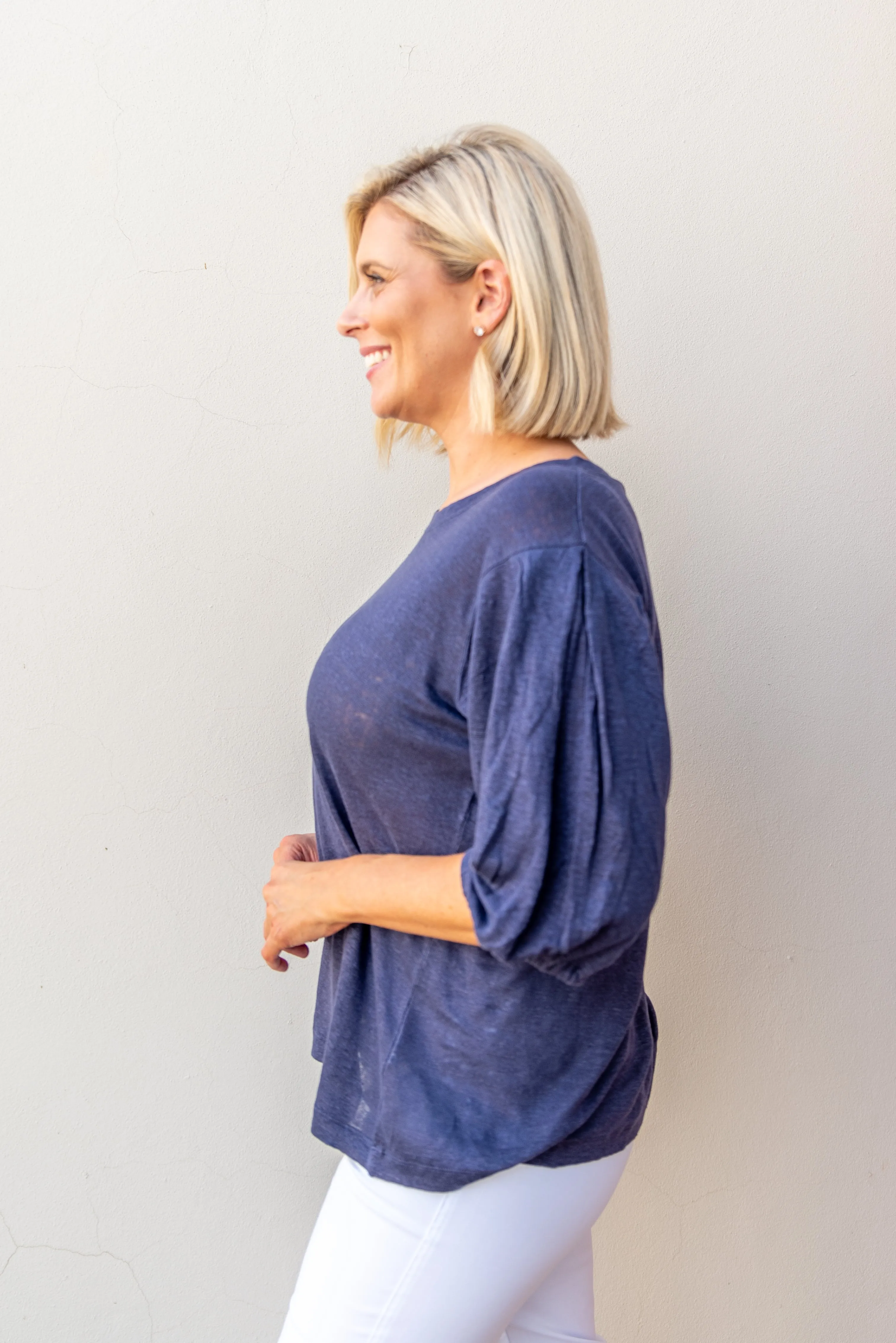Puffy Sleeve Tee Navy