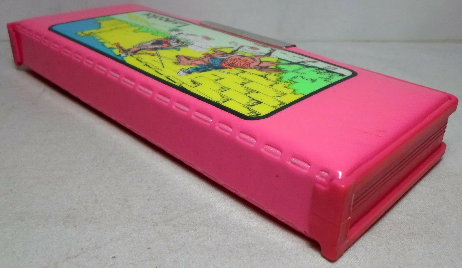 Sir Lancelot King Arthur Retro Pencil Box Biocal Greek Case Vintage 80's Pink Stationery