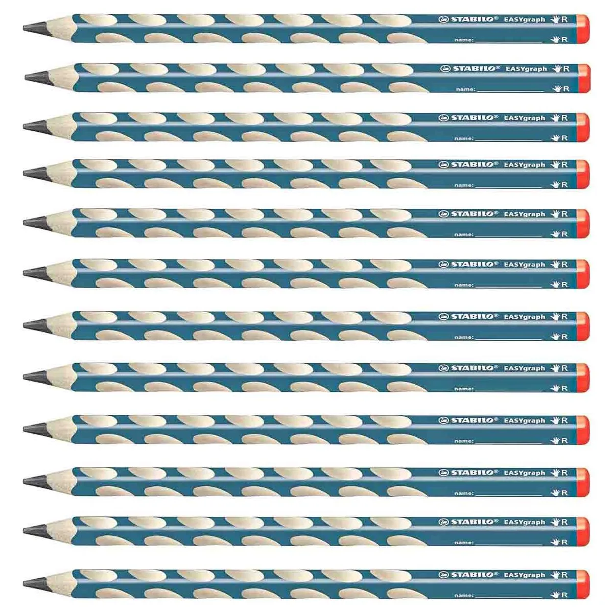 STABILO EASYgraph 12 HB Pencils Petrol Right Hand Grip