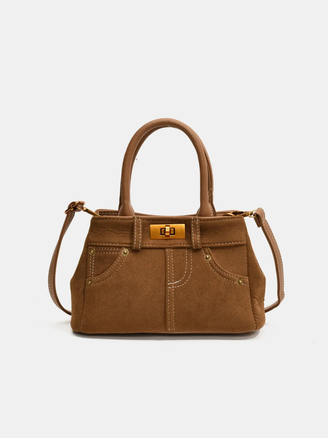 Suede Dual-Use Adjustable Strap Handbag