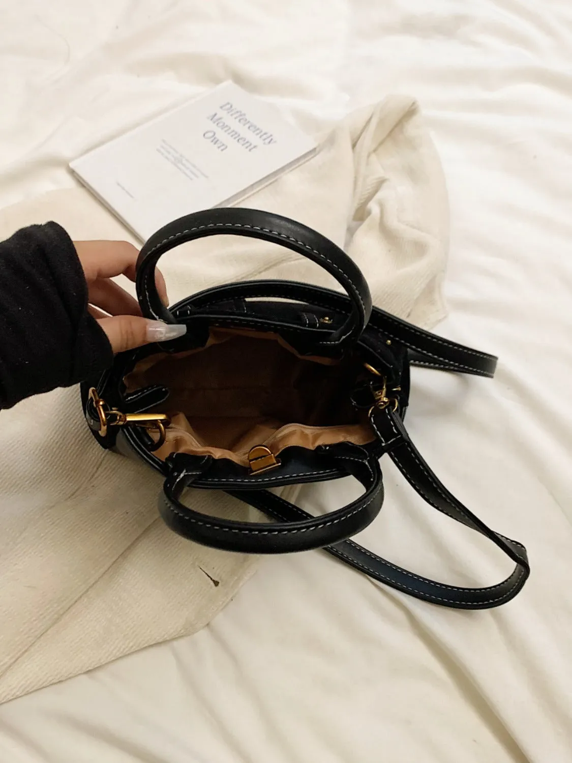 Suede Dual-Use Adjustable Strap Handbag
