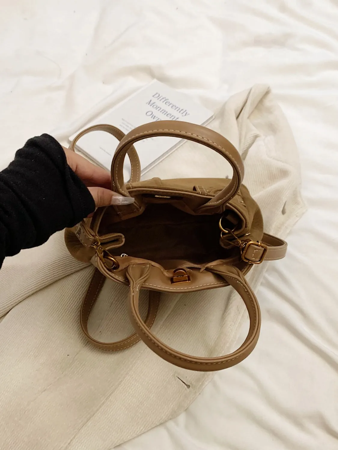 Suede Dual-Use Adjustable Strap Handbag