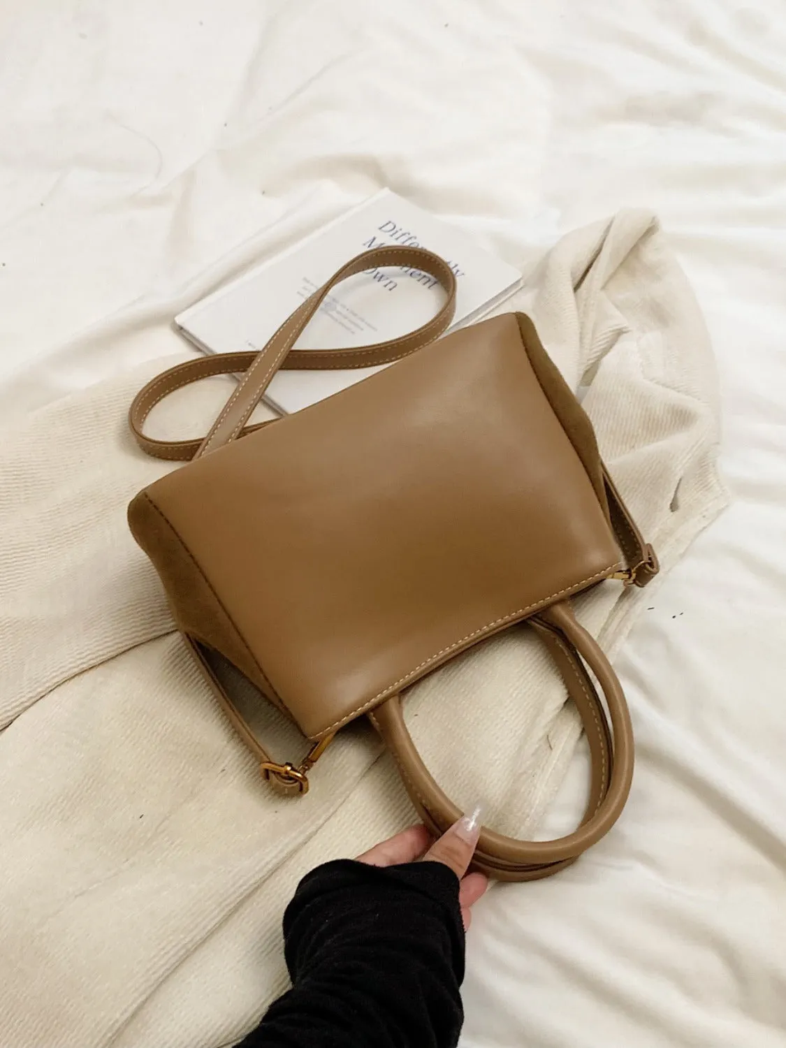 Suede Dual-Use Adjustable Strap Handbag