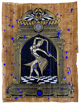 Temple Dancer Klein Blue HPM Hand Embellished Silkscreen by Marwan Shahin